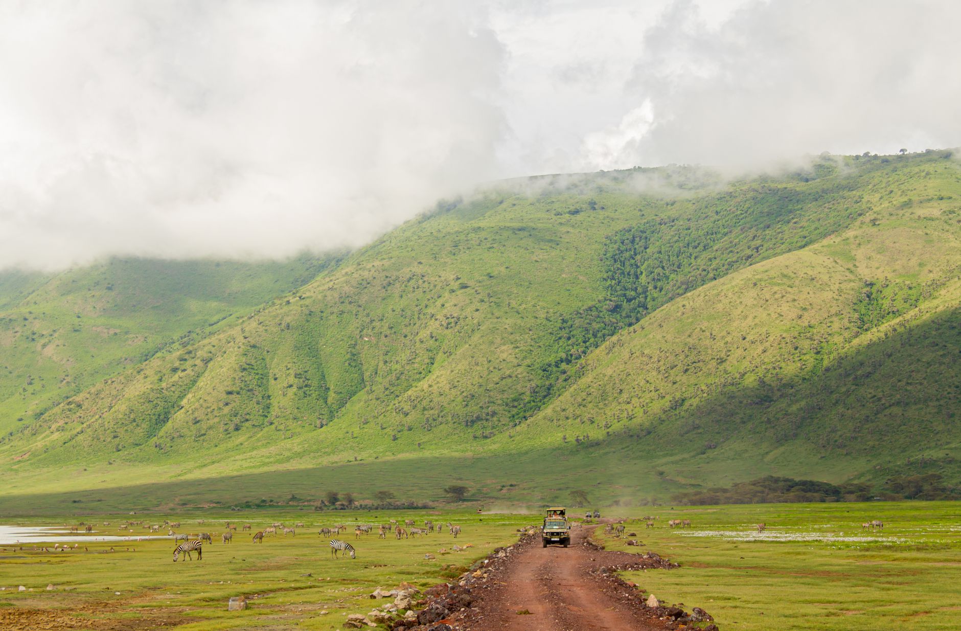 Vue aérienne du cratère du Ngorongoro, en Tanzanie